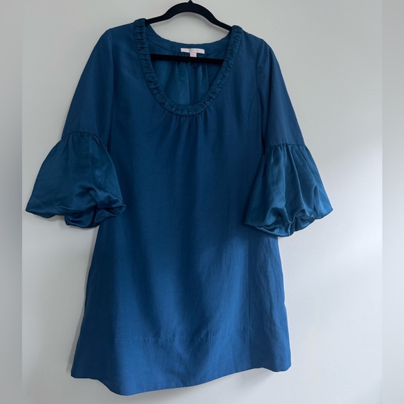 Rebecca Taylor Long Sleeve Shirt Dress in Teal Blue by Rebecca Taylor Size 6 - Picture 1 of 10
